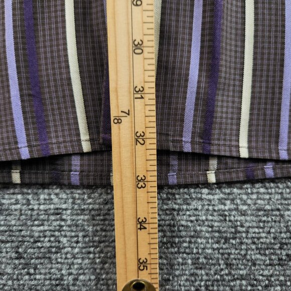 Tommy Bahama XXL 100% Silk Purple Gray Stripe Plaid Long Sleeve Button Up Shirt - Picture 11 of 16